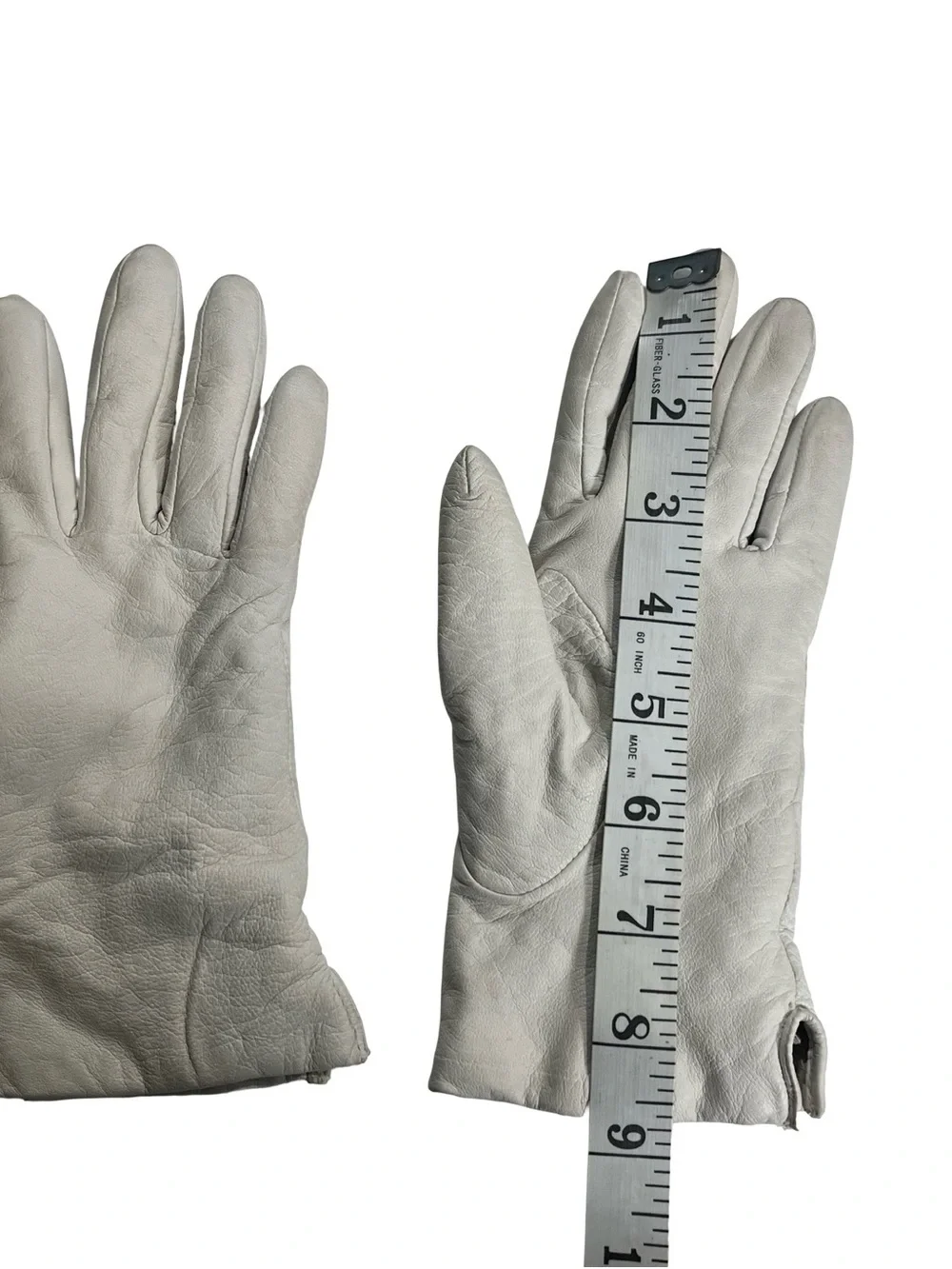 Vtg Fownes Women Leather Gloves Off White Cream 100% Cashmere Lined Sz 6.5 Wrist